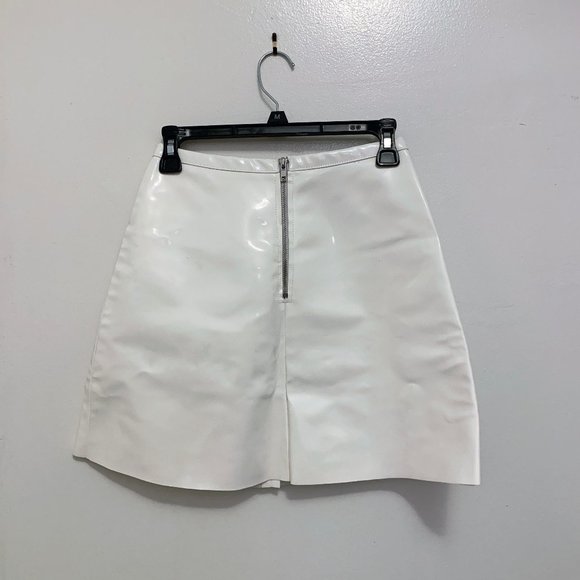 American Apparel white PVC zip front skirt, S - Picture 1 of 7